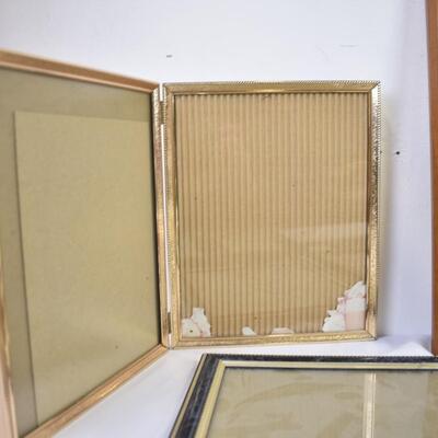 Lot of 10 Frames, Wooden, Gold, 8" x 10" and Other Assorted Sizes