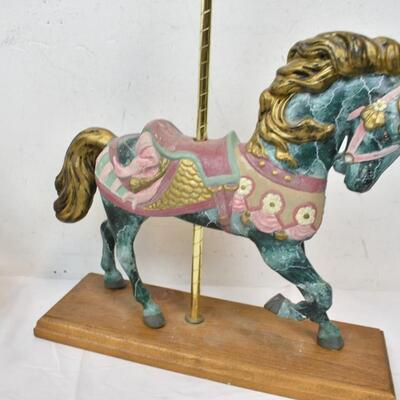 3 pc Horse/Carousel Decor: Rocking Horse, Maypole Carousel