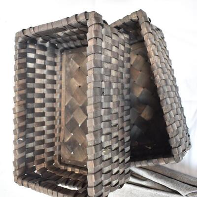 4 pc Home Organization: 2 Woven Baskets, Hanging Cube Organizer, Bag