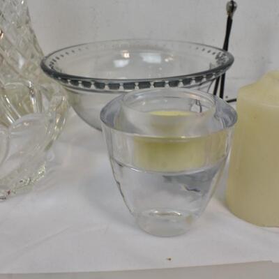 14+ pc Home Decor: Tapered Candles, Trinket Bowls, Wire Frame Holders