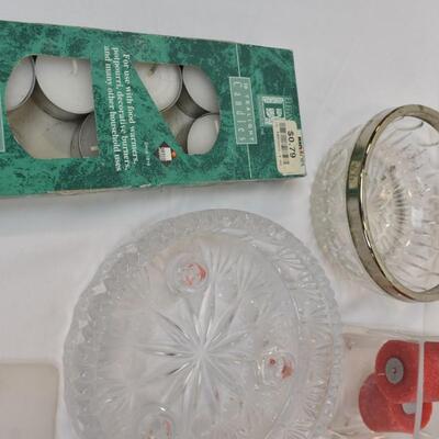 14+ pc Home Decor: Tapered Candles, Trinket Bowls, Wire Frame Holders