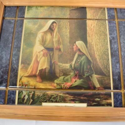 2 pc Christian Wall Art, Framed Pictures of Christ, 15" x 12", 14" x 12"