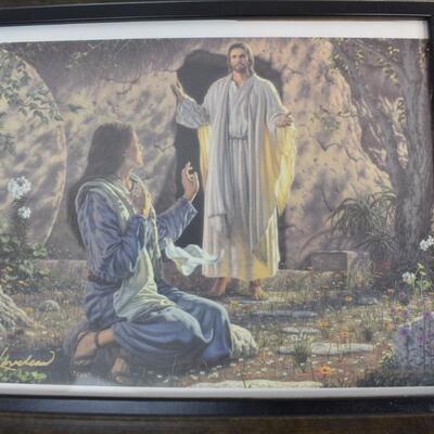 2 pc Christian Wall Art, Framed Pictures of Christ, 15" x 12", 14" x 12"