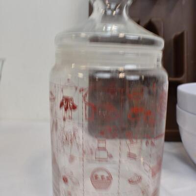 18+ Kitchen Lot: Sunflower Apron, Sunflower Sugar Jar, Glass Cups