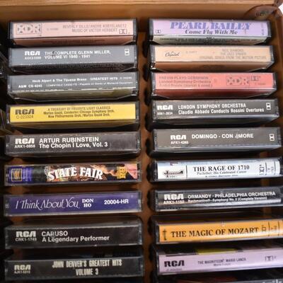 2 Brown Cases of Assorted Cassettes, Classical Music, Broadway, Jazz
