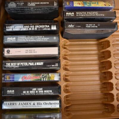 2 Brown Cases of Assorted Cassettes, Classical Music, Broadway, Jazz