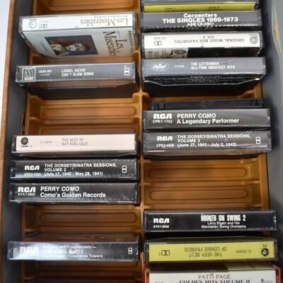 2 Brown Cases of Assorted Cassettes, Classical Music, Broadway, Jazz