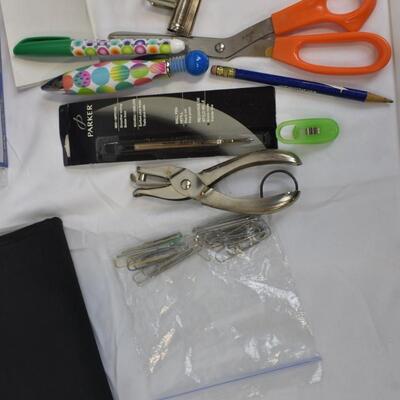 Lot of Assorted Office Supplies, CD Cases, Office Organizer, Hole Puncher