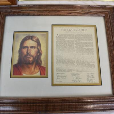 4 pc Framed Religious Decor: The Living Christ, There are Angels