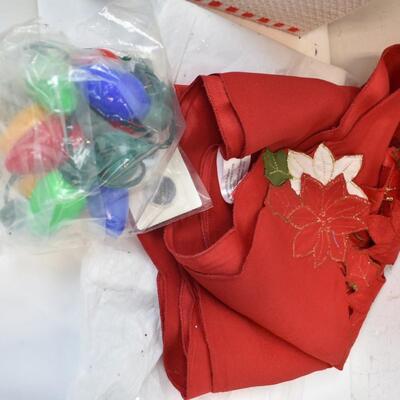 Christmas Lot: Small Nativity Set, Gift Bags, Ribbon, Sleigh