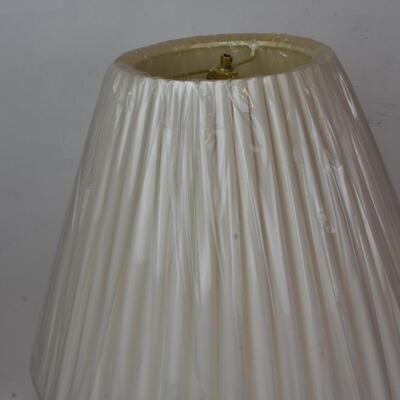 Glass and Gold Toned Lamp, Shade Still in Plastic, Works