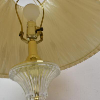 Glass and Gold Toned Lamp, Shade Still in Plastic, Works