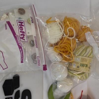 Craft Lot: Assorted Yarn, Scissors, Wire, Ribbon