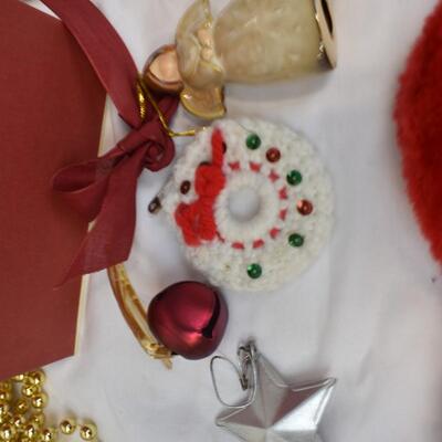 Holiday Lot: Small Christmas Tree, Window Clings, Ceramic Nativity, Gift Boxes