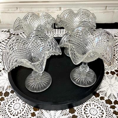 Lot 125 Group 4 Antique Ruffled Edge Ice Cream Dishes 6" x 6"