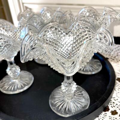 Lot 125 Group 4 Antique Ruffled Edge Ice Cream Dishes 6" x 6"