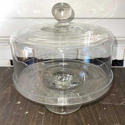 Lot 126 Clear Glass Pedestal Cake Stand & Cover