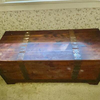 Lot 147 Vintage Cedar Chest Handmade Copper Straps