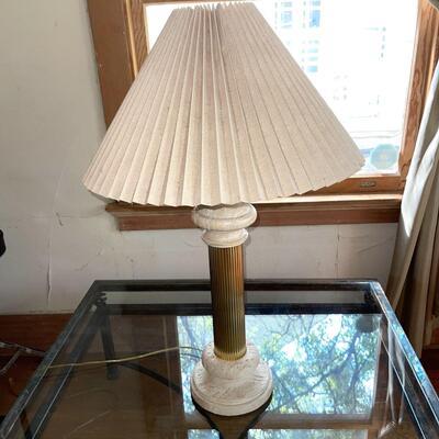 Lot 151 Faux Marble & Metal Table Lamp Fluted Shade
