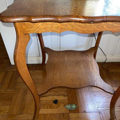 Lot 156 Antique Oak Square Hall Table 23" Square