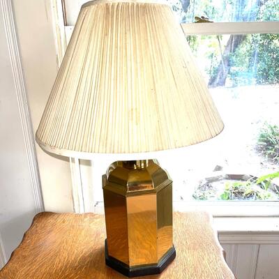 Lot 157 Vintage 1980s Octagon Brass Table Lamp 25"