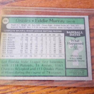 LOT 67  VINTAGE EDDIE MURRAY BASEBALL CARD