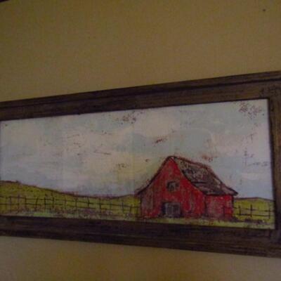 Wood Framed Wall Art- Red Barn