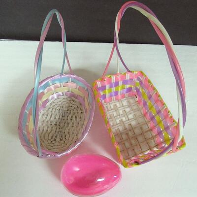 2 Plastic Easter Baskets and Plastic Egg Candy Container