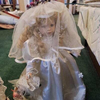 Porcelain Bridal Doll on stand