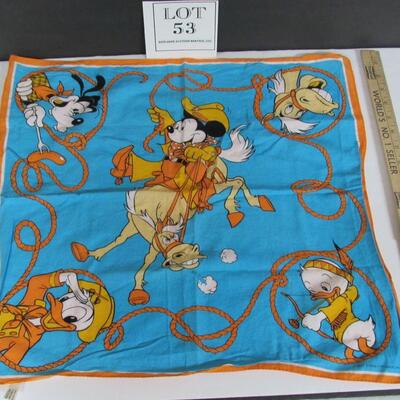 Vintage Mickey Mouse Child's Large Bandana, Scarf or Maybe Hankie, 100% Cotton, Japan