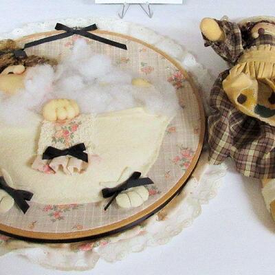 Cute Bathroom Wall Hanging Lady In Tub and Fabric Doll
