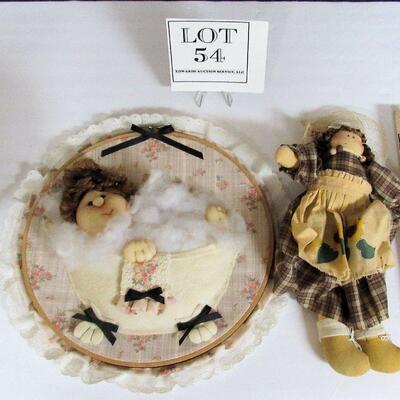 Cute Bathroom Wall Hanging Lady In Tub and Fabric Doll