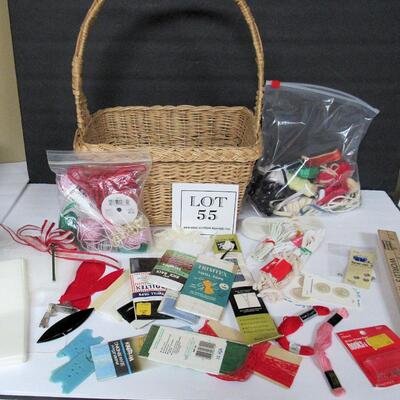 Lot of Sewing And Craft Items In Basket