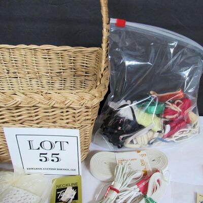Lot of Sewing And Craft Items In Basket