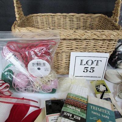 Lot of Sewing And Craft Items In Basket