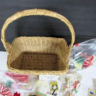 Lot of Sewing And Craft Items In Basket