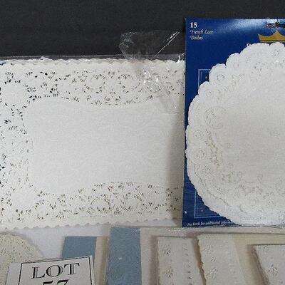 Lot of Paper Shelf Liner, Fancy Paper Doileys, Plastic Doileys, Stickers