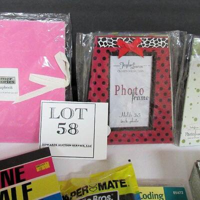 Lot of Craft and Decorative Items, Pens, Colored Paper, More