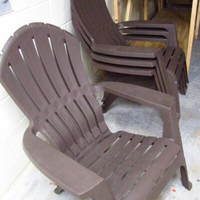 Four Adirondack Style Plastic Chairs Made by Adams (USA)