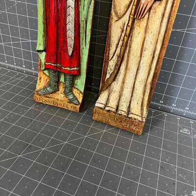 Carved Wood Panels Renaissance  King and Queen