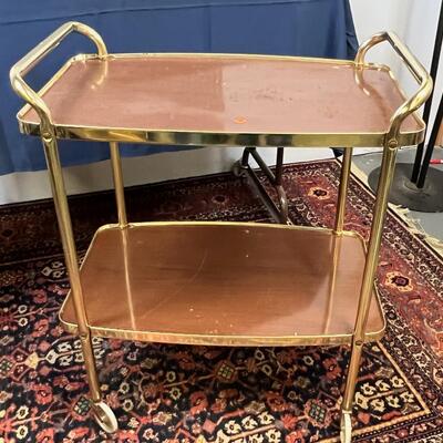 Gold and Wood Faux Bar Cart 
