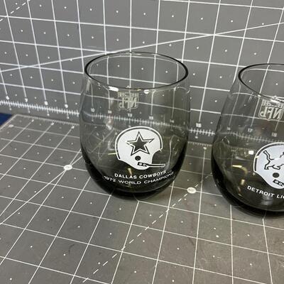 Set of SMOKED Glass High Ball Liquor Glasses (4) NFL 