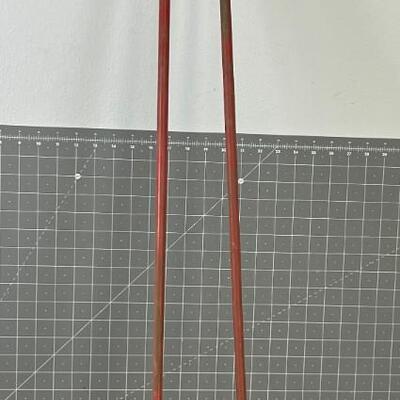 Set of Red Antique Ski Poles 