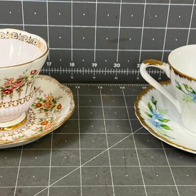Tea Cups Green &Golden Yellow with matching saucers