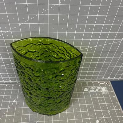 Green Glass MCM Vase