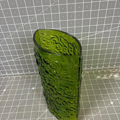 Green Glass MCM Vase