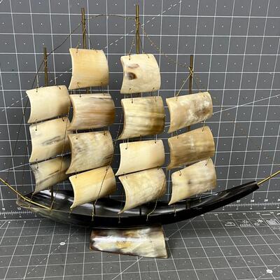 Sailing Ship made from Bull Horn 