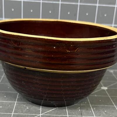 Antique Stoneware Bowl Brown Glaze