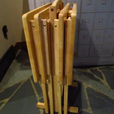 Set of Four Folding TV Stands with Holder