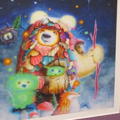 'Search Party' by Scott Mills- Colorfully Whimsical Bear Themed Wall Art- Framed Under Glass